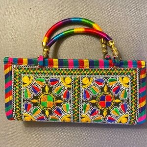 Colourful hand-woven purse